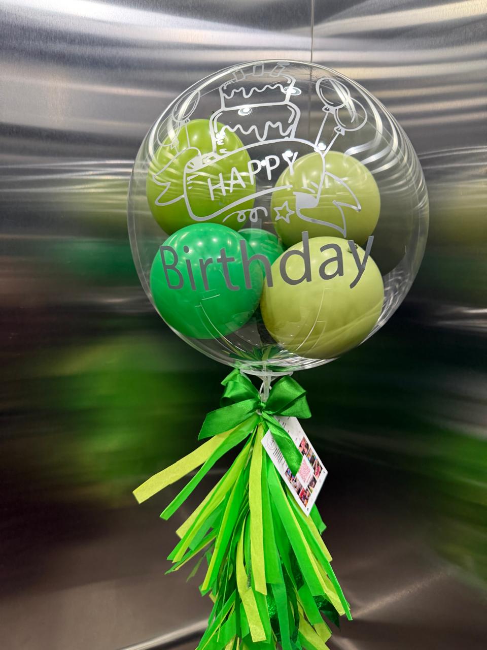 Globo burbuja Happy Birthday verde