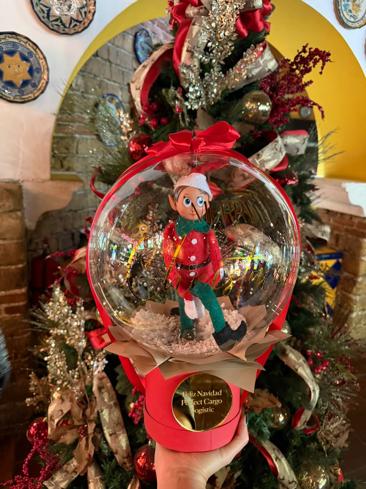 Globo burbuja navideño con elfo personalizado